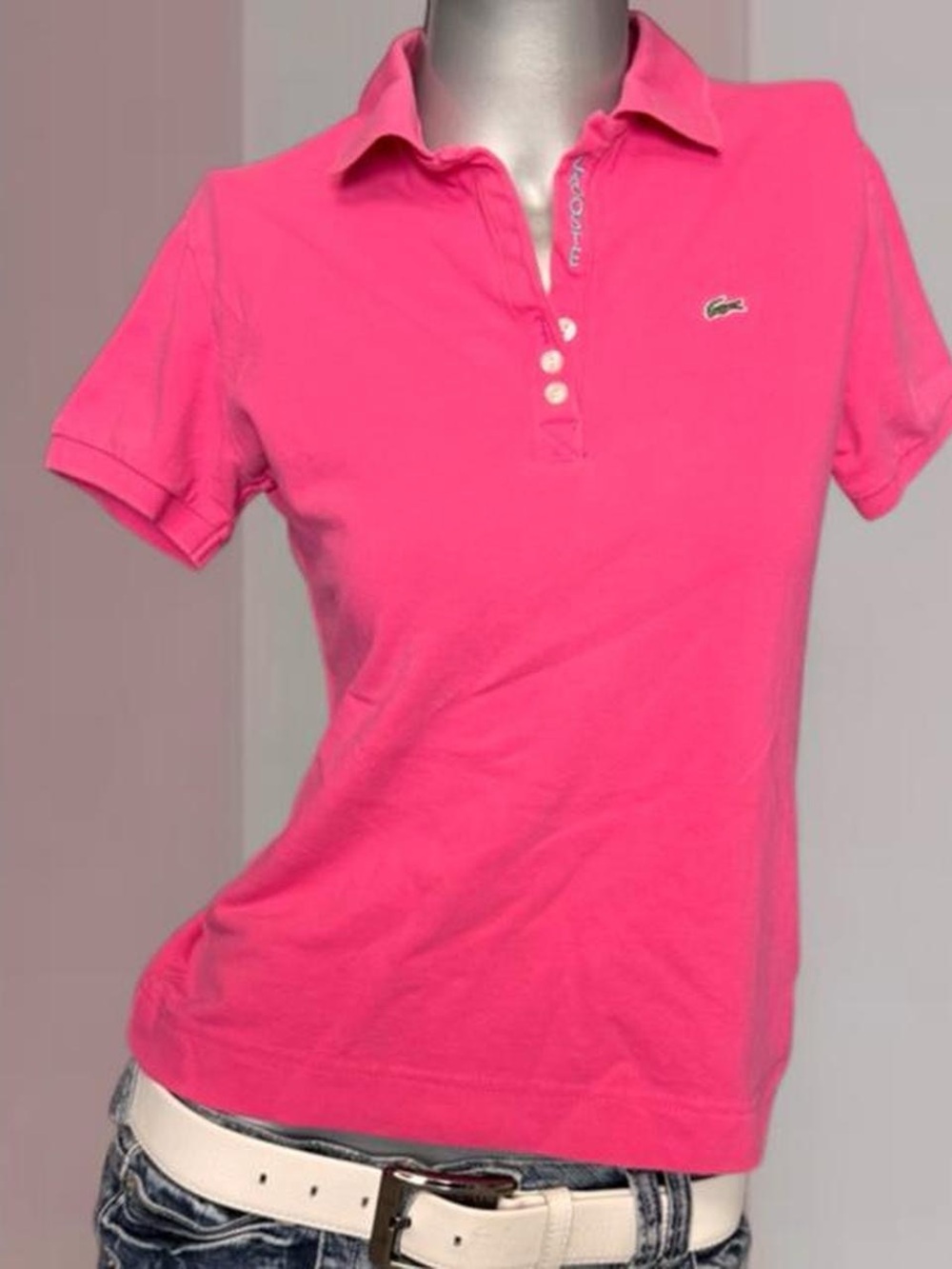 Lacoste Y2K pink polo shirt